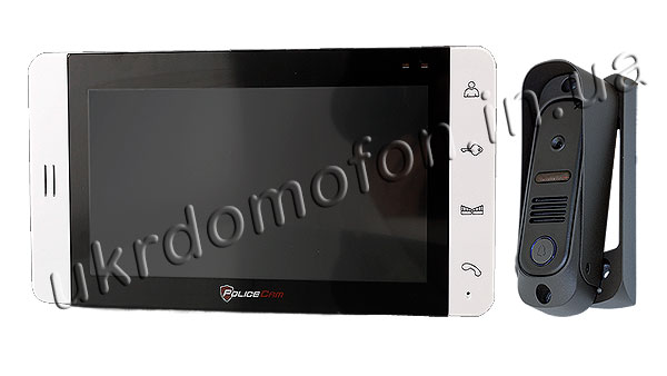 PoliceCam (полискам) PC-705R2 белый домофон с записью купить Киев как выглядит белый видеодомофон PoliceCam PC-705R2 и вызывная панель DVC-4Q