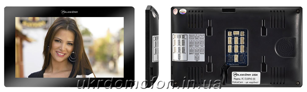 фото видеодомофона PoliceCam PC-721R FHD в черном цвете