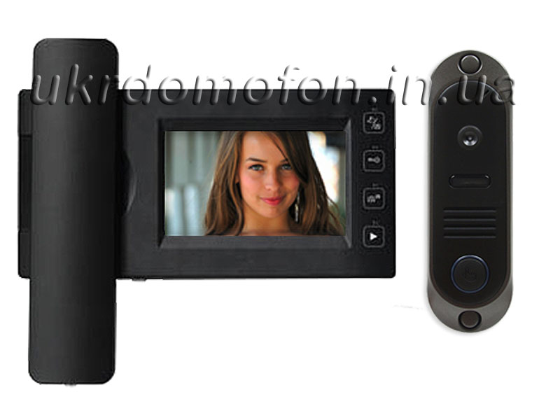 Черный Видеодомофон PoliceCam PC-437R0 с вызывной панелью DVC-4Q фото