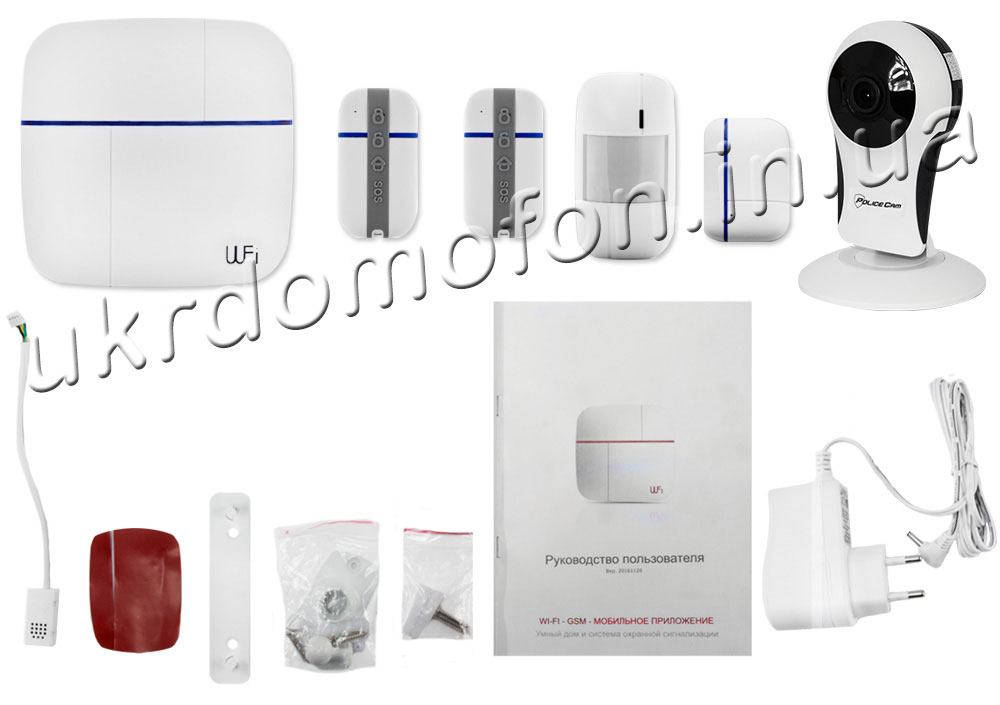 Комплект поставки набора Wi-Fi GSM сигнализации Smart & Safe 868 с камерой Penguin-180 HD PoliceCam